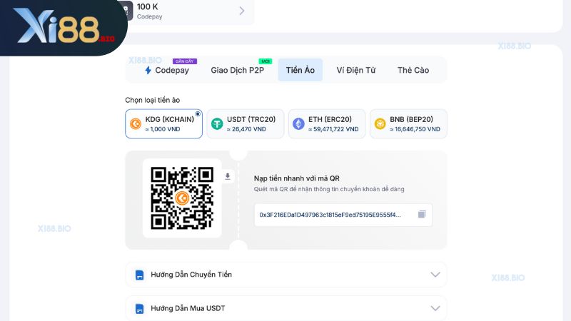 Nạp tiền ảo vào tài khoản Xi88