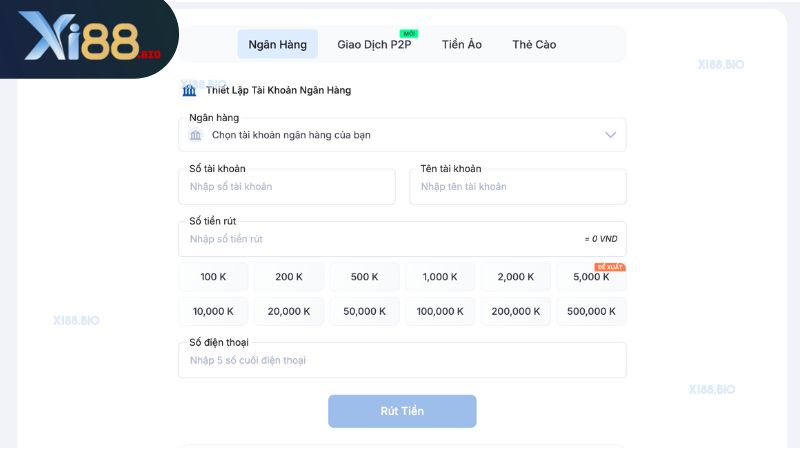 Rút tiền Xi88 qua ngân hàng
